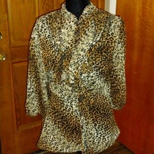 Leopard ruffle blouse